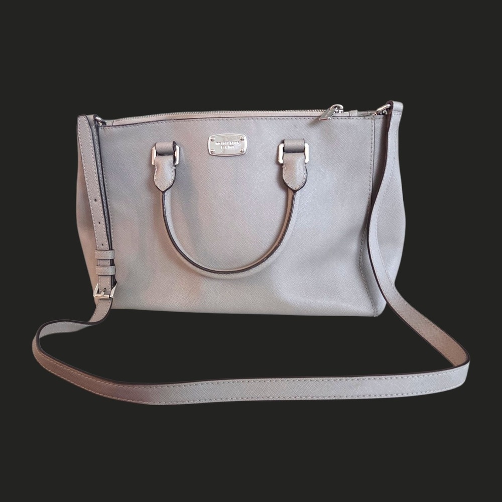 Michael Kors Savannah Medium Satchel Grey‎ Saffiano Leather Crossbody Handbag